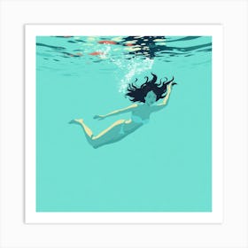 Underwater Woman In Bikini Art Print