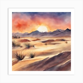 761477 Watercolor Painting Of A Desert Landscape, With Sa Xl 1024 V1 0 (1) Art Print