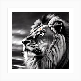 Lion In Black And White 2 Art Print