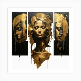 Three Gold Heads Art Print