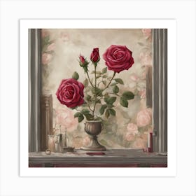 Roses In A Vase Art Print