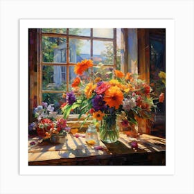 Flowers By The Window Art Print