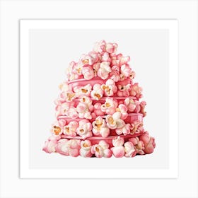 Pink Popcorn Cake On Black Background Art Print