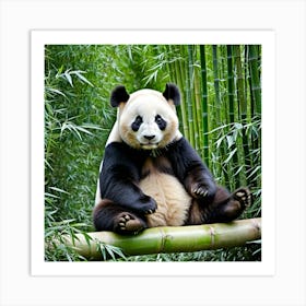 Panda Bear Bamboo Endangered China Wildlife Cute Furry Black White Endemic Conservation Art Print