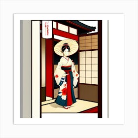 Geisha in a Kimono Art Print