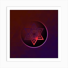 Geometric Neon Glyph on Jewel Tone Triangle Pattern 264 Art Print