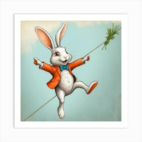 Rabbit On A Rope Art Print