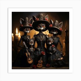 Day Of The Dead Cats Art Print