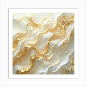 White And Gold Swirls Affiche