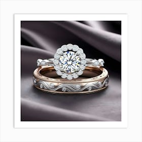 A Stunning, Intricately Designed Wedding Ring Set, Featuring A Brilliant Centerpiece Diamond (4) (1) Art Print