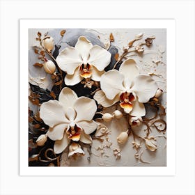 Pattern with Cream Orchid flowers Art Print