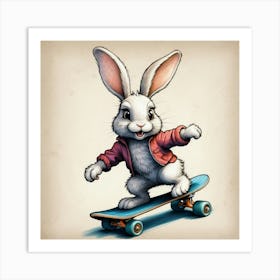 Bunny Skateboarding 3 Art Print