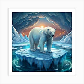 Polar Bear Standing On A Melting Iceberg Art Print