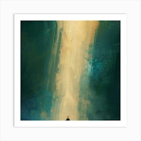 Man Walking Through A Forest Art Print