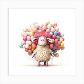 Sheep With Balloons 1 Art Print