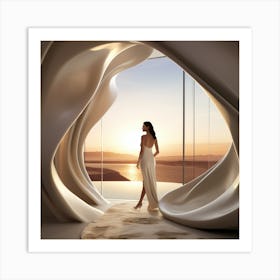 Woman In A White Dress 1 Art Print