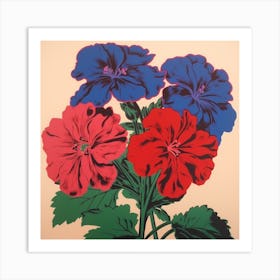 Geranium 3 Pop Art Illustration Square Art Print