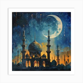 Islamic Mosque At Night 5 Art Print