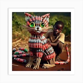 Cat Made Of Coca Cola Cans 1 Art Print