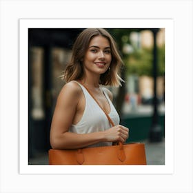 Woman Holding A Tote Bag Art Print