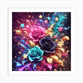 Roses And Stars Art Print