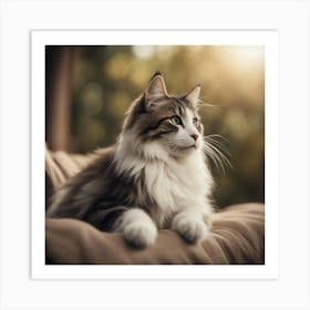 Cat Sitting On Couch Art Print