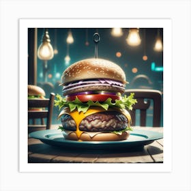 Hamburger In A Restaurant 12 Art Print