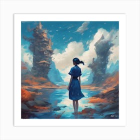 Girl In A Blue Dress 5 Art Print