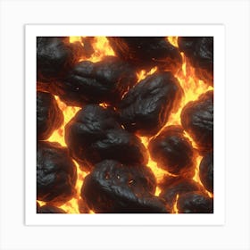 Black Coals On Fire Art Print