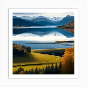 Autumn Lake In Scotland Art Print