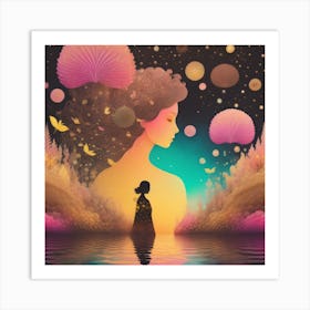 Woman In The Water Art Print