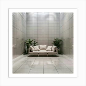 White Couch In A Room Art Print
