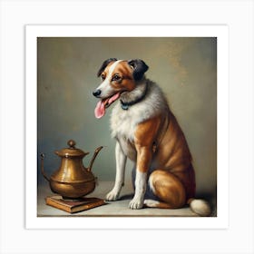 Antique Dog Portrait Oil Painting Print Vintage Clipdrop Enhance Art Print