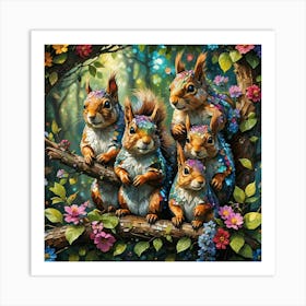 Norwegian squirrel family. Art Print