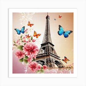 Paris With Butterflies 167 Art Print