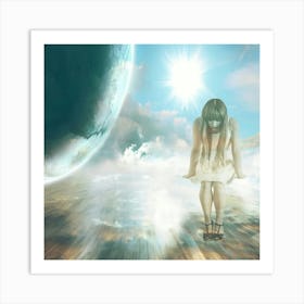 Girl In Space Art Print