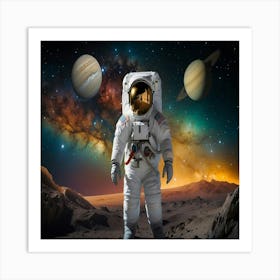 Astronaut In Space With Planets Art Print