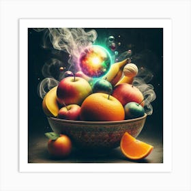 Fruit Bowl With Smoke Art Print