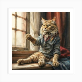 Cat At The Window Art Print