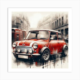 London Red Mini Cooper Art Print