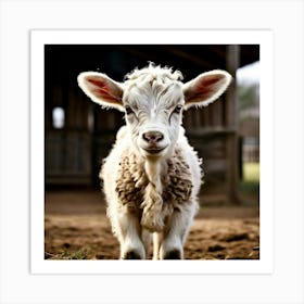 Baby Lamb In A Barn Art Print