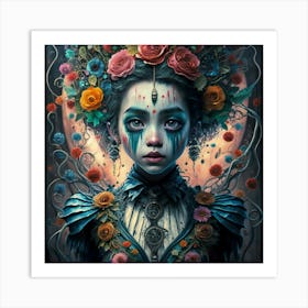 Girl With Flowers 6 Art Print