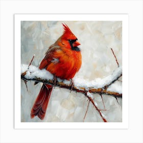 Cardinal In Snow Art Print