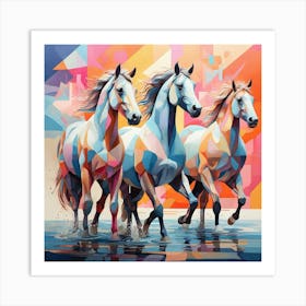 Three Horses Running 7 Art Print