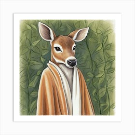 Deer In Robe 7 Art Print