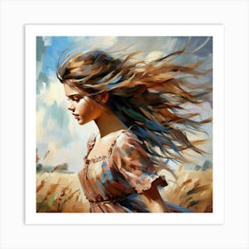 Girl In The Wind Art Print