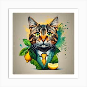 Cat In A Suit Art Print