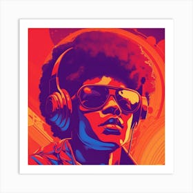 Man With Headphones Art Print