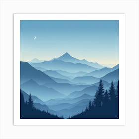 Misty mountains background in blue tone 47 Art Print