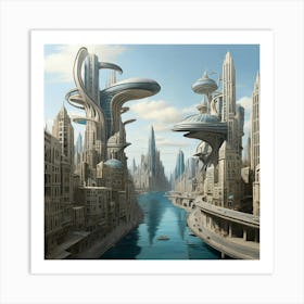 Futuristic City Art print 2 Art Print